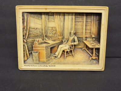 Vintage Osbourne Ivorex ''Charles Dickens in His Study'' 3D Wall Plaque