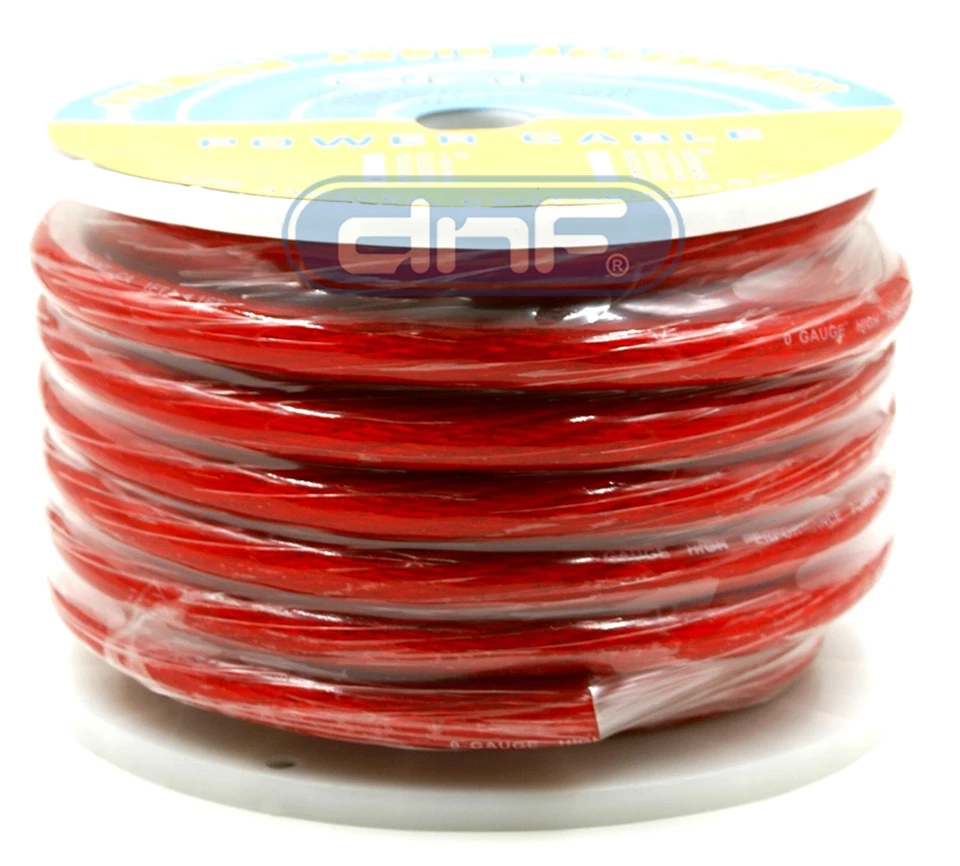 DNF 0 Gauge 25 Feet Red Amplifier Power/Ground Wire 0 Gauge AMP Wire Cable
