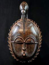 Art Africain Afrique Ethno Déco - Masque Soleil Baoulé Baule Akan - 33  Cms