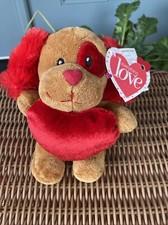 Dan Dee Plush LOVE Puppy Dog  Heart Brown  Red Small 6" New witth Tag