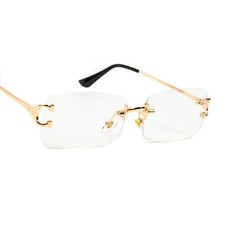 Vintage Men's Gold Frame Clear Lens Retro Rectangular Luxury Designer Glasses