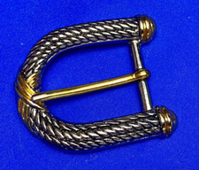Vintage Tube Rope Style Gold Silver Color Belt Buckle Marked M