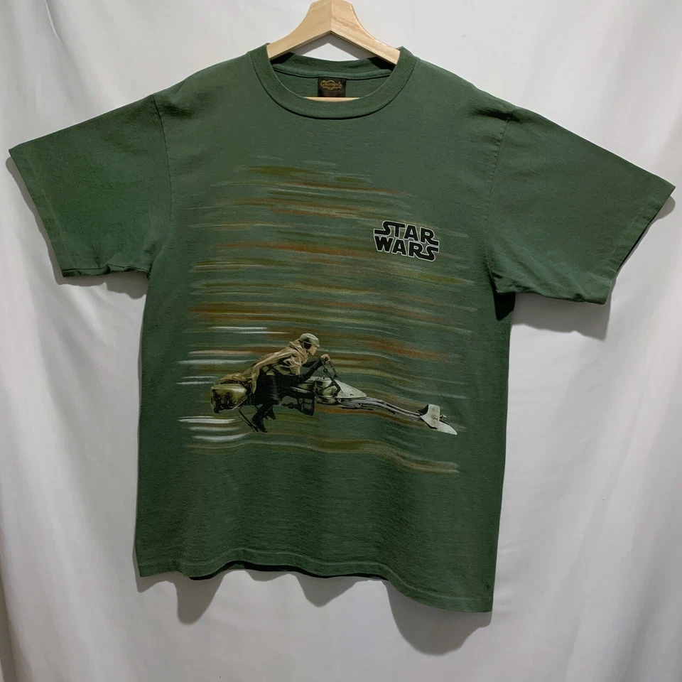 Camiseta De Colección Años 90 Star Wars Speeder Bike Jedi Doble Cara Rara XL Verde 1995 Foto 2 de 4