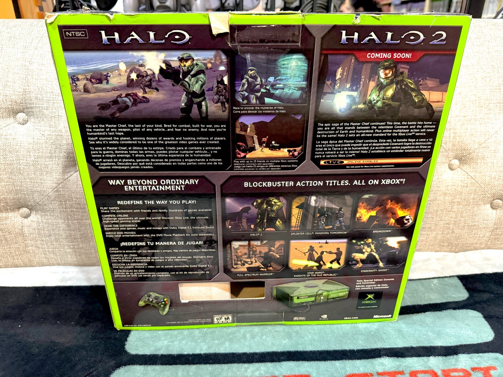 Original Xbox Halo Special Edition Green Console CIB COMPLETE + 5 GAMES