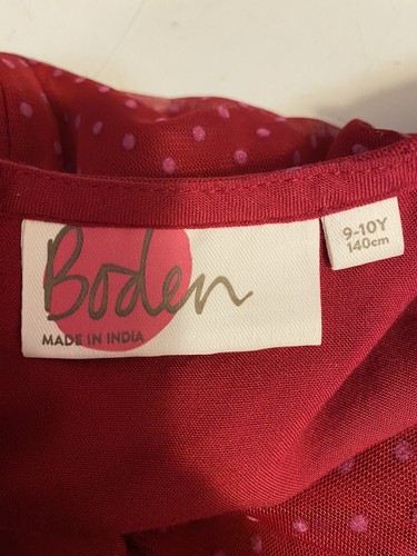 Boden Girls Long Sleeve Dot Sheer Red Dress Size 9/10 - Picture 4 of 5