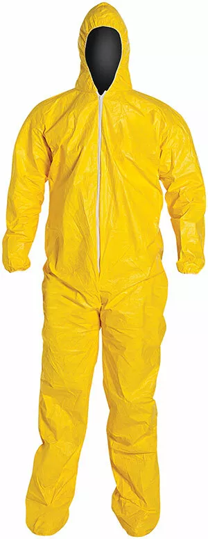 DUPONT TYCHEM TYVEK QC127S YELLOW COVERALL CHEMICAL HAZMAT SUIT 1 EACH  (L-5XL)