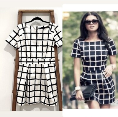 NWT French Connection white checkered mini dress