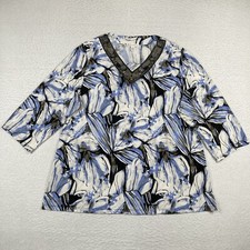JM Collection Shirt Womens 3X Blue Black Whit...