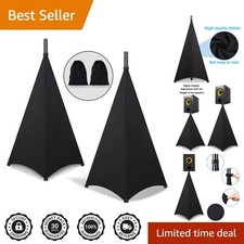 360-Degree DJ Tripod Scrim Cover - Elegant Speaker Stand Black Pack of Two