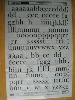 0,1 x Letraset Lower Case BASKERVILLE OLD FACE 72pt 18,8mm Sheet 1060 (h)