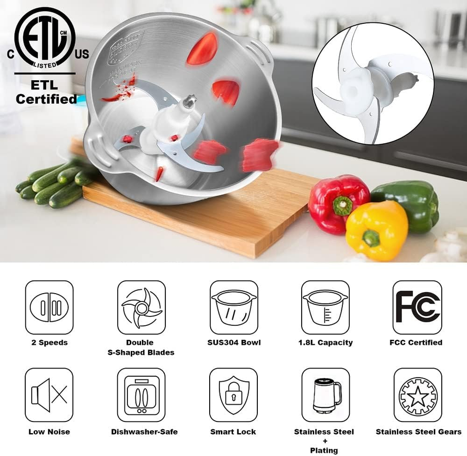 Meat Grinder Food Processor Chopper Electric Small with Safety Handle