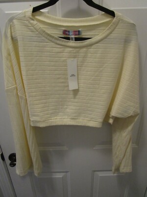 URBAN OUTFITTERS WEEKDAYS WHITE L/S CROPPED TOP SIZE LARGE   NEW