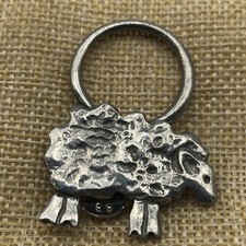 Vintage 1997 Barker Pewter Made In USA lamb sheep keyring keys holder