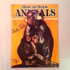 Vintage Walter Foster Paperback 12 How to Draw Animals Art Technique Guide Draw