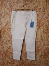 Simply Vera Wang Women's White Shadow Play Stretch Pants Plus Size 16 NEW