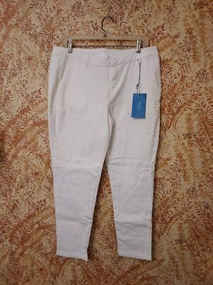 Simply Vera Wang Women's White Shadow Play Stretch Pants Plus Size 16 NEW