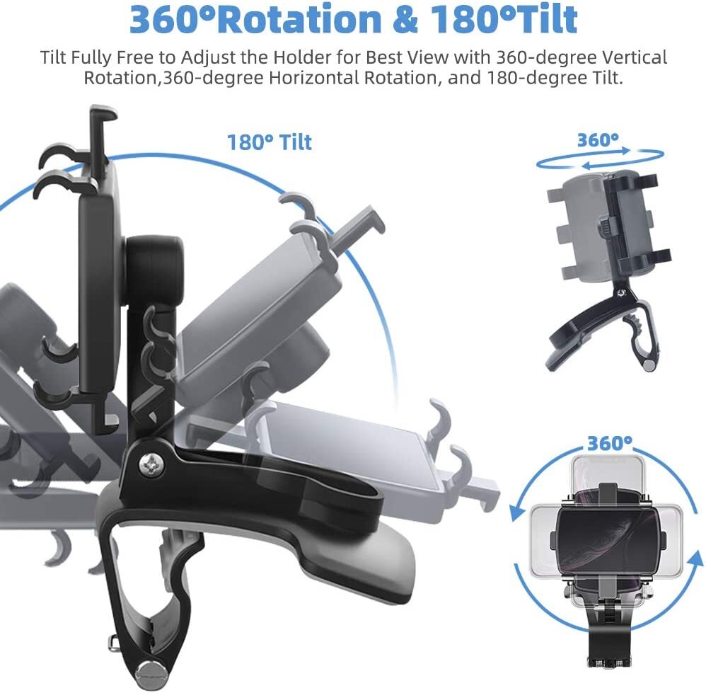 360° Rotation Car Phone Holder Universal Car GPS Navigation Dashboard Stand Car Clip Mount Bracket Mobile Phone Support in Car - 34
