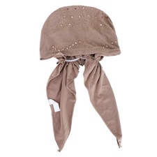 Women Headscarf Cap Hot Drilling Solid Color Elastic Long Tail Turban Hat Muslim