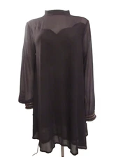 r+j Romeo and Juliet Couture Women's sheath Sheer Black dress long sleeve Size L