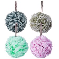 4 PCS 60g Loofah Bath Sponge Body Scrubber Soft Mesh Pouf Shower Exfoliate