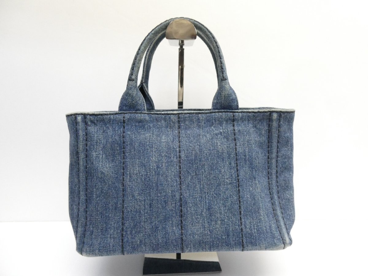 PRADA Canapa Denim Tote Bag 1BG439 Shoulder Strap Missing With Certificate Bag W thumbnail 2