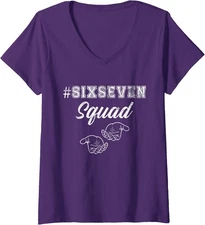 Six Seven Squad 67 Meme Funny Retro Vintage Ladies' V-Neck Tshirt