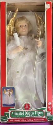 Telco Animated Motionette Angel Christmas Display Porcelite Gold Wings Boxed