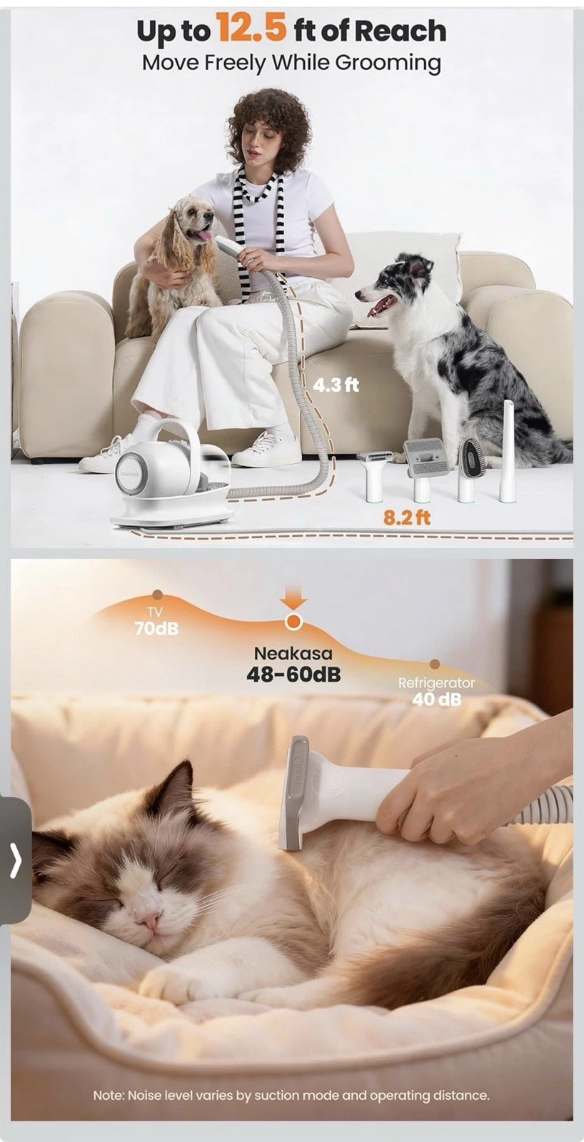 Neakasa 6-in-1 Pet Grooming Vacuum Kit, Rechargeable & Corded Grooming Kit
Opens in a new window or 