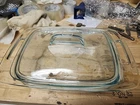 PYREX VTG CLEAR GLASS 2QT 1.9L CASSEROLE DISH LID 9x7 W HANDLES USA C624 17