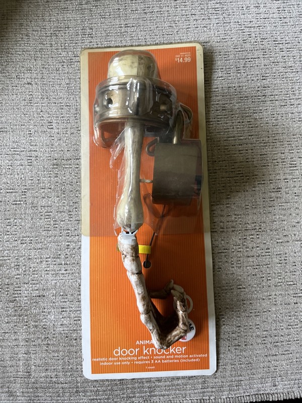 Vintage Target Halloween Automated Skeleton Door Knocker NIP