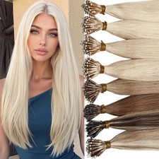 Highlight Nano Ring 100 Remy Human Hair Extensions Loop Micro Beads Thick BROWN