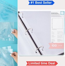 12x12 Page Protector Sleeves 100 Pack Non Glare Clear for 3 Ring Album Scrapbook