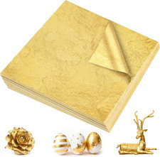 400Pcs Gold Leaf Sheets, 5.1"x5.1" Imitation Transfer Gold Leaf Sheets for Ar...