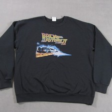Vntg Back To The Future Sweatshirt Mens L Large Black Delorean Universal
