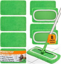 8 Pack Reusable Microfiber Mop Pads Replacement Compatible with Swiffer Sweeper,