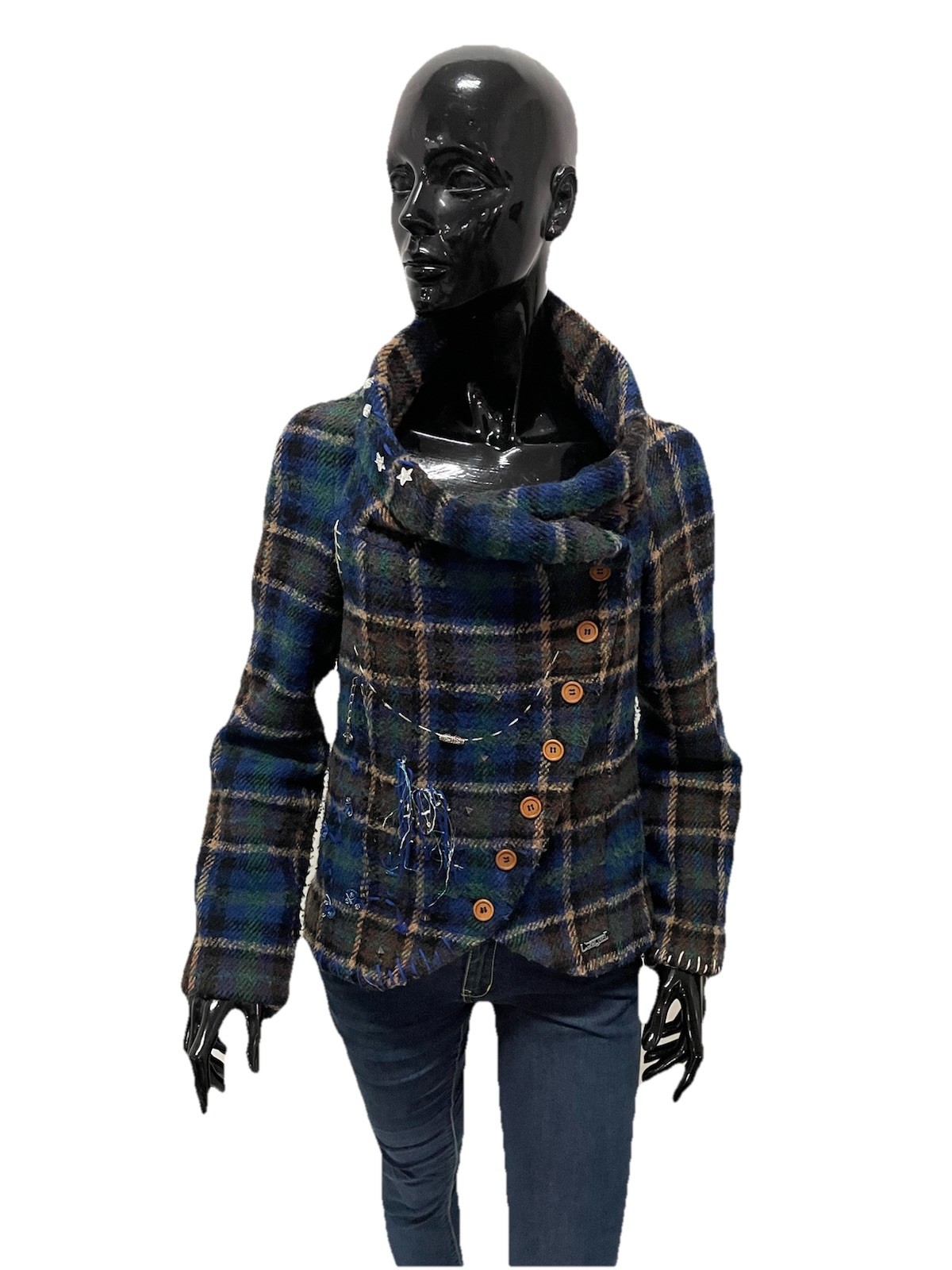 Desigual Women's Jacket Wool Patchwork Scottish S… - image 4