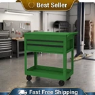 Rolling Steel Mechanic Tool Cart 28-inch 500 lb Capacity With Drawers Green
