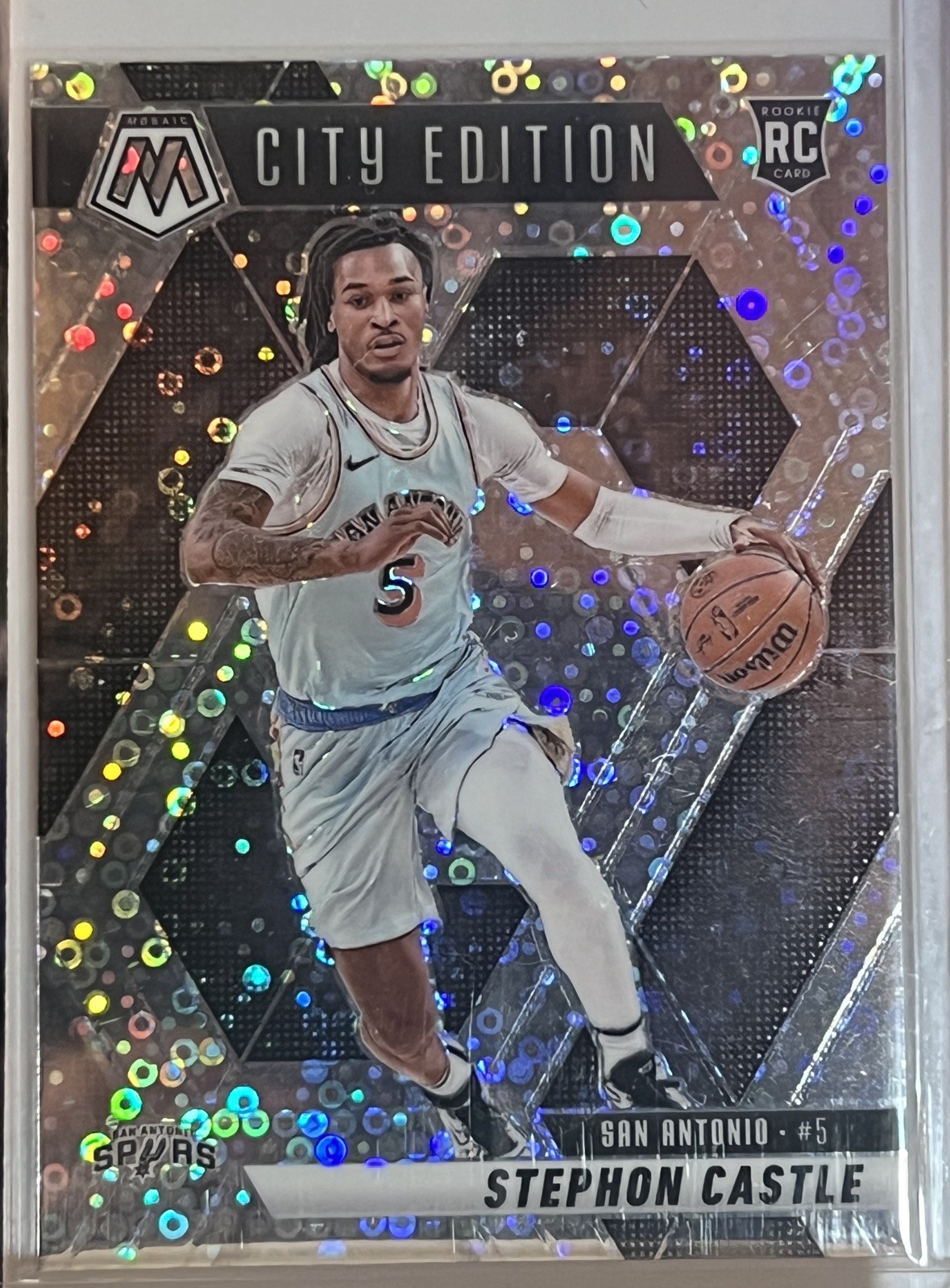 Stephon Castle 2024-25 Panini Mosaic Sliver Disco City Edition RC Spurs #290