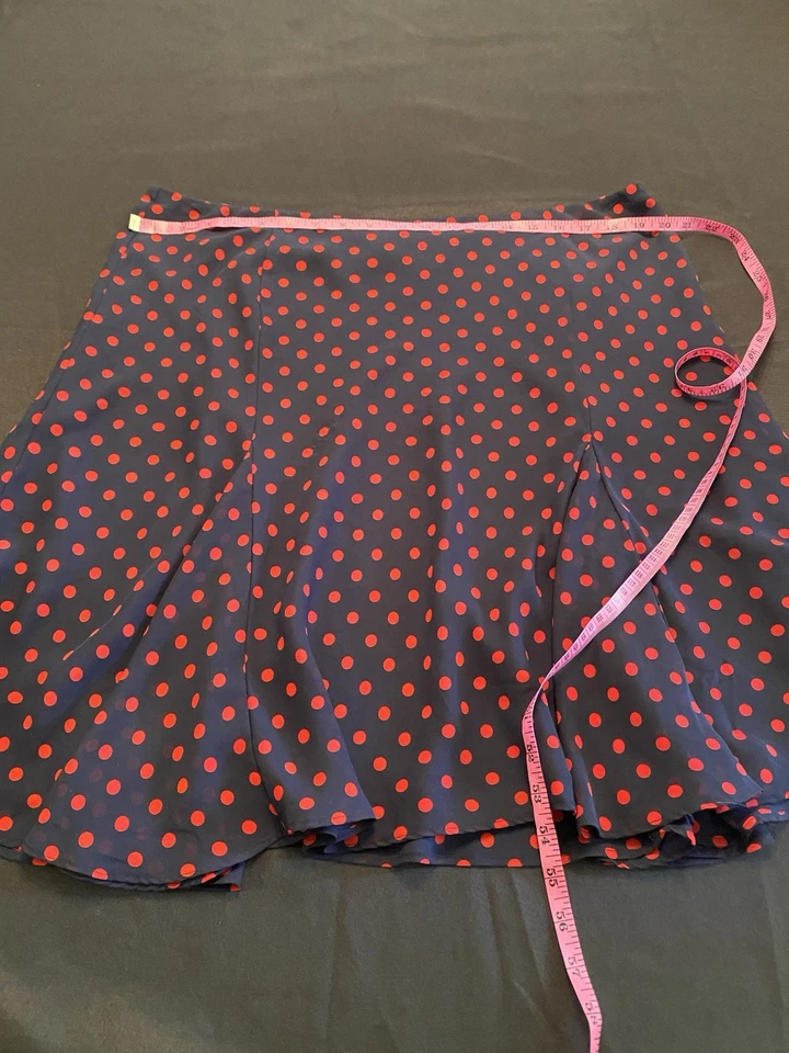 Falda acampanada CHAPS para mujer XL forrada azul rojo lunares fluida carrera informal Foto 4 de 4