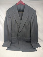 Vintage Hart Schaffner Marx 2 PC Suit Grey Pin Striped 38R Mens