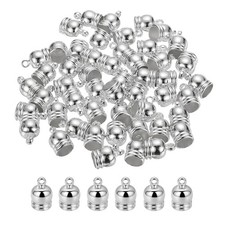 50-Pack Tassel Cord End Caps, 8.8mm ID Kumihimo End Tip Silver Tone 