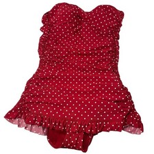 NWT Y2K Jantzen retro pin-up 50s style polka dot ruched swimsuit