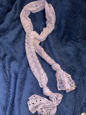 Vtg Lace 60  X 8  Long Rectangle Scarf Head Neck Wrap 60s 70s Boho Lavender