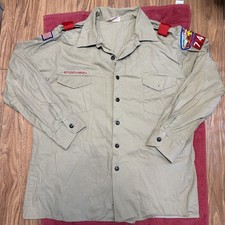 Mens Vintage Boy Scouts Of America Official Uniform LS Shirt W/ Patches Sz XL