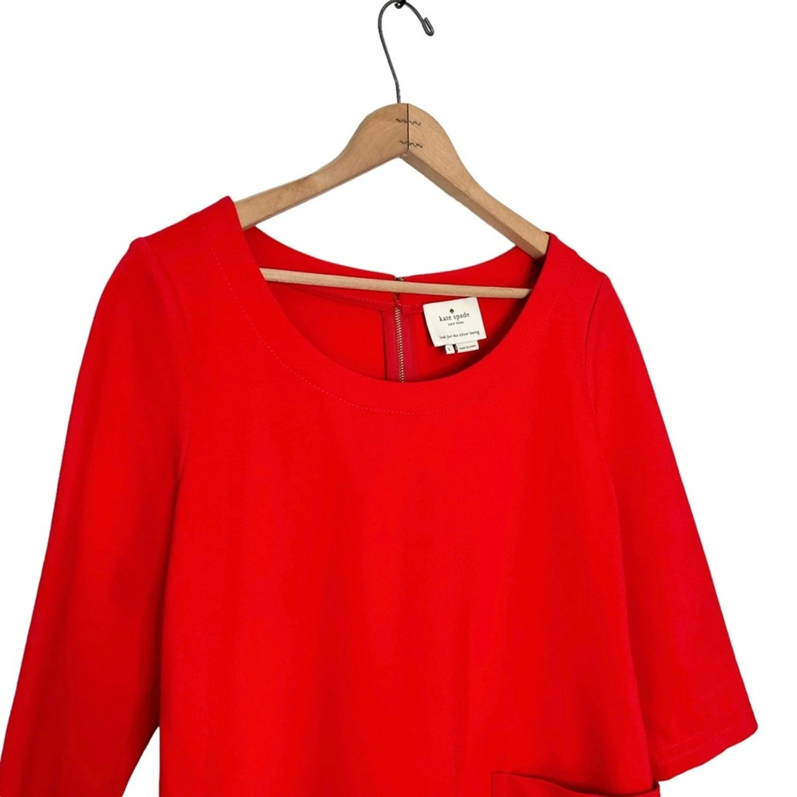 Abito Kate Spade Donna Rosso Nero Racquel Ponte Color Block Cambio Taglia Large