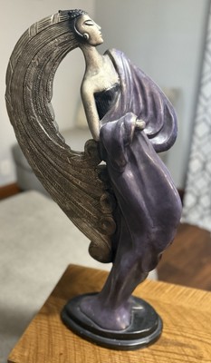 Austin Productions Inc~Le Clerc Signed Art Nouveau Woman Statue 25  H~Dated 1986