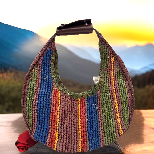 AUTH NWT $350 STAUD Women’s Moon Woven Raffia Top Handle Tote Bag In Multi~NEW - Picture 16 of 16