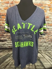 Seattle Seahawks Women's V-Neck T-Shirt Beaded Logo XL G-III Apparel