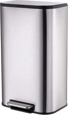 12/20/30/50L Stainless Steel Kitchen Trash Can Slim Rectangular Steel Recycle Bi