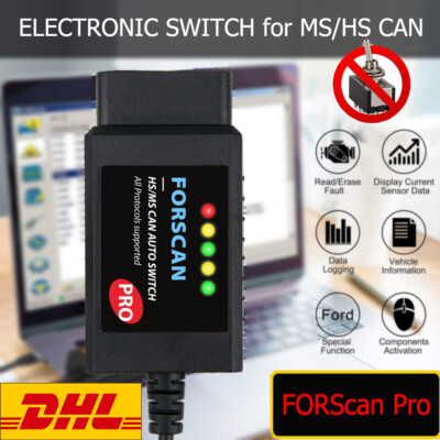FORScan ELMconfig OBD2 Adapter - USB Scanner mit MS-CAN/HS-CAN Schalter Ford DE